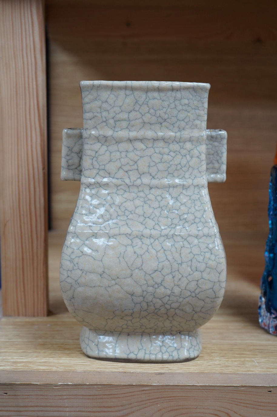 A Chinese crackle glaze hu vase, 22.5cm high. Condition - good